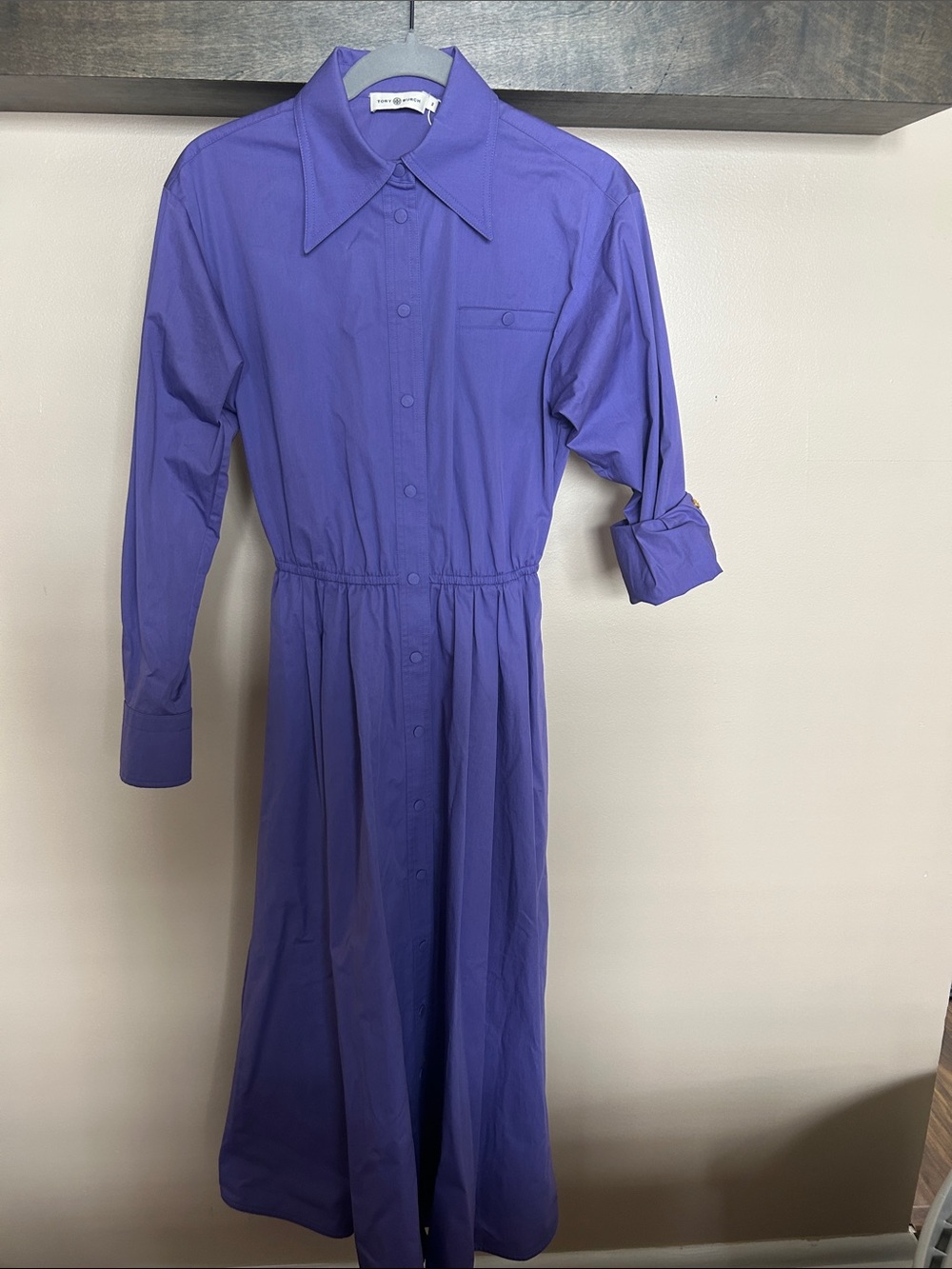 Tory Burch French Purple 🪻Button-Front Midi Shirt Dress